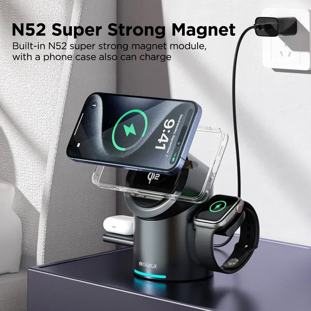 iQuick Qi2 3 in 1 Foldable MagSafe Wireless Charger Stand