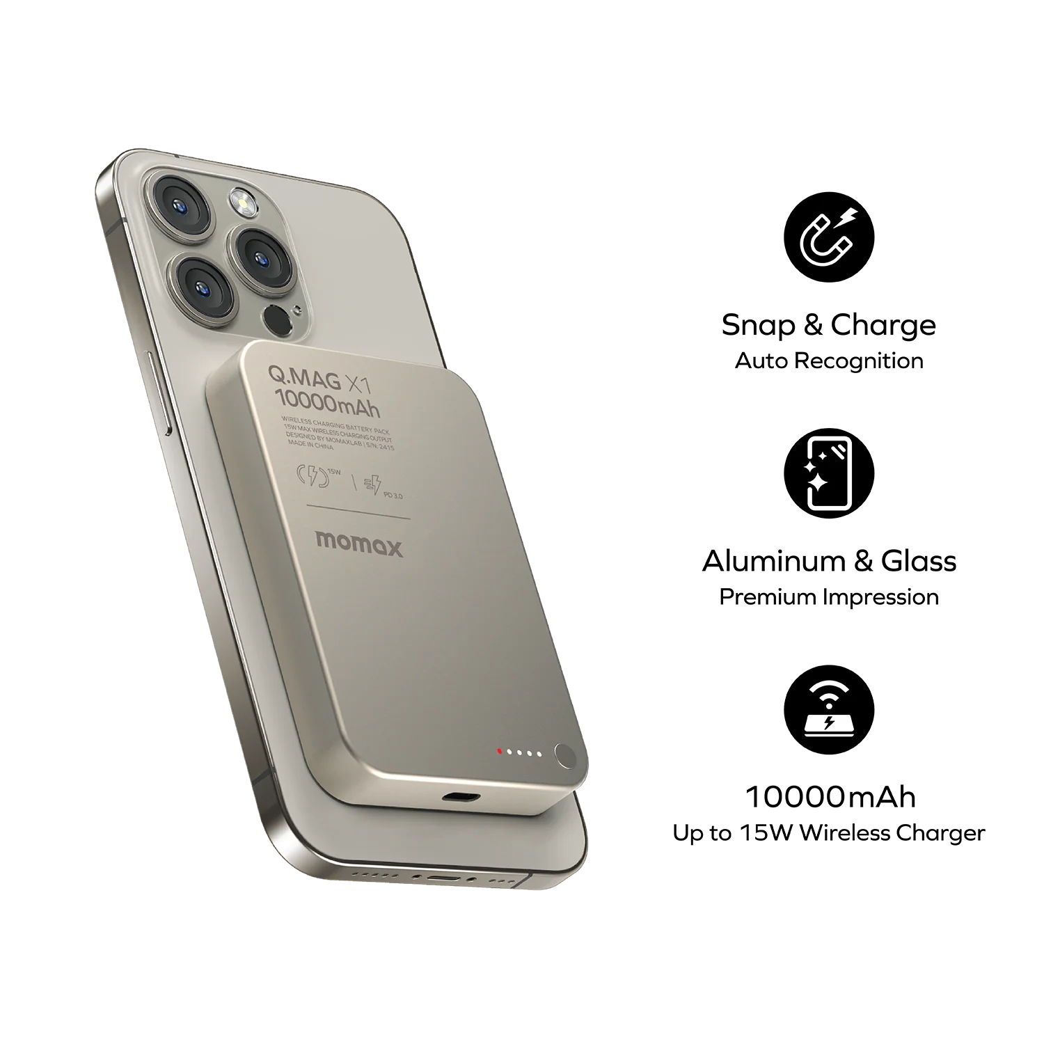Momax Q.Mag X1 MagSafe Wireless Power Bank 10,000mAh