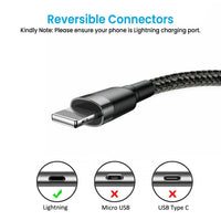 iQuick Braided USB-A to Lightning Charging Cable 0.3M -Black
