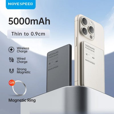 MOVE SPEED S5 Ultra-thin Titanium MagSafe Power Bank 5000mAh
