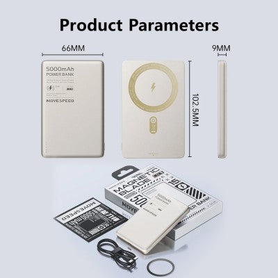 MOVE SPEED S5 Ultra-thin Titanium MagSafe Power Bank 5000mAh